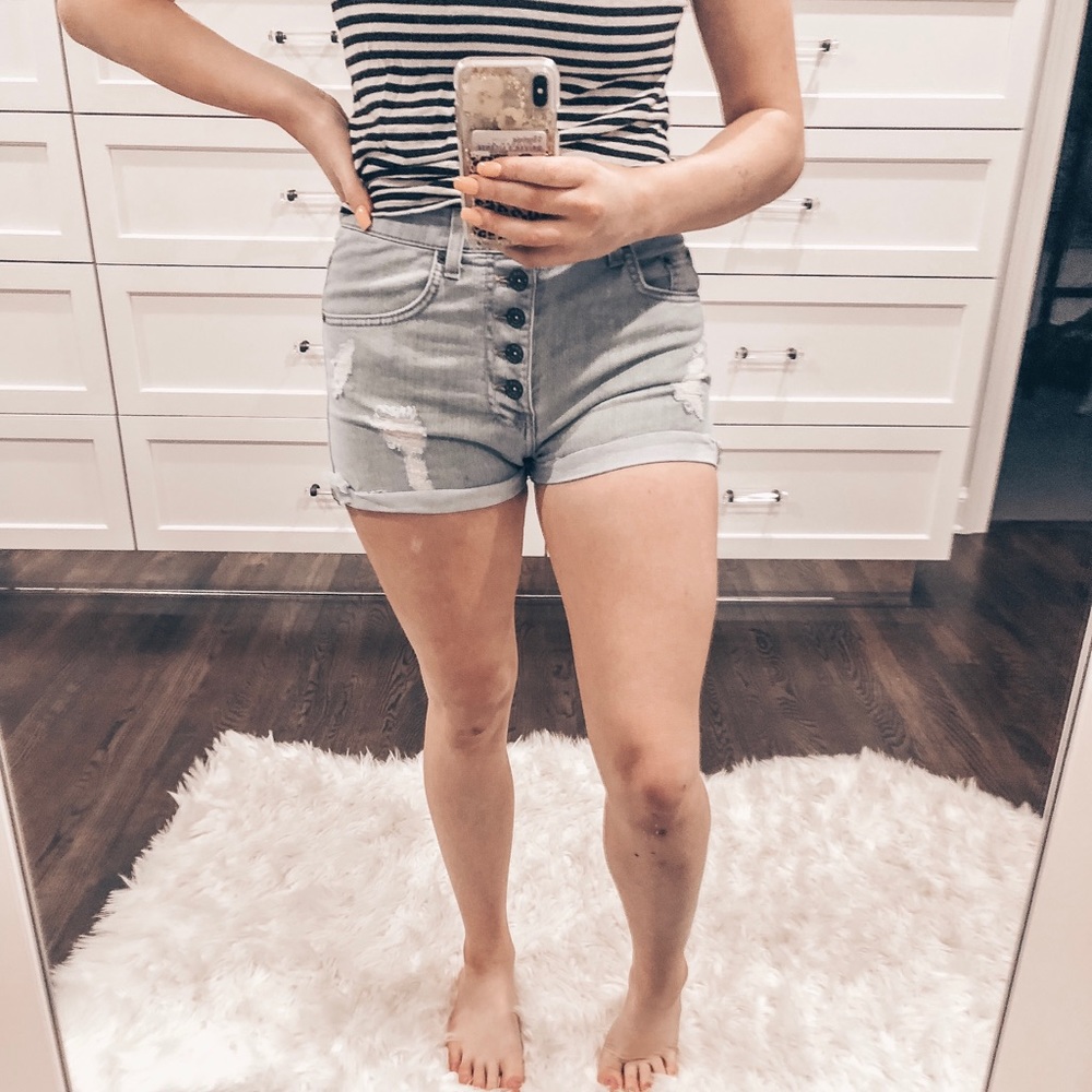 High waisted jean shorts